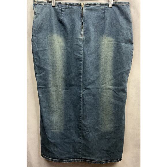 Vintage Me & You Maxi Jean Skirt Size 1X Rise Flared Hippie Cowgirl Boho Y2K 90s - Picture 2 of 10
